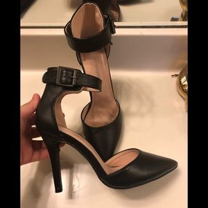 Ankle strap pointy heels